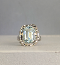 Load image into Gallery viewer, Bright aquamarine in German silver c1930s
