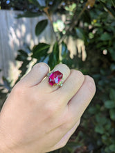 Load image into Gallery viewer, Vibrant 1930s ruby and diamond ring 18ct white gold
