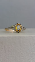 Load image into Gallery viewer, Bright yellow Art deco Sapphire and diamond ring 18ct yellow and white gold
