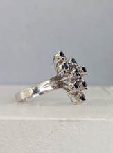 Load image into Gallery viewer, Vintage midnight blue sapphires in sterling silver Brutalist c1970s

