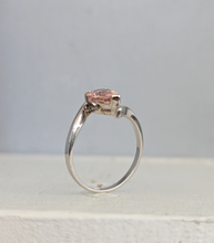 Load image into Gallery viewer, Pink cherry blossom tourmaline in 9ct white gold bypass ring
