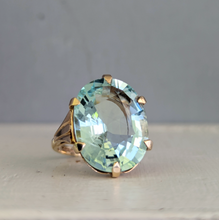 Load image into Gallery viewer, Vintage aquamarine ring c1960s Birmigham in yellow gold
