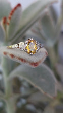 Load image into Gallery viewer, Bright yellow Art deco Sapphire and diamond ring 18ct yellow and white gold
