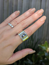 Load image into Gallery viewer, Statement chocolate zircon and Goshenite wide sterling silver ring
