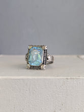 Load image into Gallery viewer, Art Deco bright blue glass ring in 900 silver
