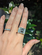 Load image into Gallery viewer, Statement chocolate zircon and Goshenite wide sterling silver ring
