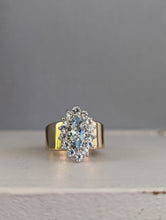 Load image into Gallery viewer, The Marquis de Aquamarine with spinel halo 9ct gold
