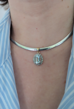 Load image into Gallery viewer, Vintage aquamarine &amp; diamond petal pendant 9ct yellow gold
