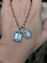 Load image into Gallery viewer, 1960s Aquamarine &amp; diamond pendant in 9ct yellow gold.
