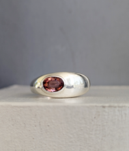 Load image into Gallery viewer, Italian modernist sterling silver tourmaline ring c1980s
