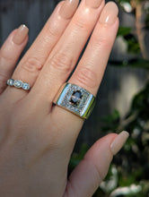 Load image into Gallery viewer, Statement chocolate zircon and Goshenite wide sterling silver ring
