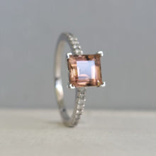 Load image into Gallery viewer, Soft pink tourmaline and diamond 9ct white gold ring
