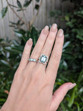 Load image into Gallery viewer, Mid century silver aquamarine ring German made.
