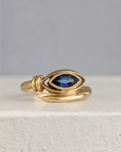 Load image into Gallery viewer, Serpent sapphire protection ring 9ct yellow gold
