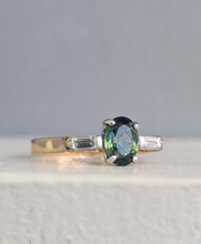 Load image into Gallery viewer, Vintage Sapphire and Diamond ring c1970 in 18ct Yellow and White Gold.
