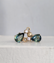 Load image into Gallery viewer, Australian parti sapphire and diamond drop earrings in 9ct yellow gold c1980s
