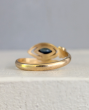 Load image into Gallery viewer, Serpent sapphire protection ring 9ct yellow gold
