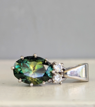 Load image into Gallery viewer, Luminous Australian parti sapphire &amp; diamond pendant 9ct white gold
