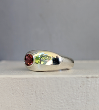 Load image into Gallery viewer, Italian modernist sterling silver tourmaline ring c1980s
