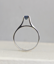 Load image into Gallery viewer, Brilliant blue Australian sapphire in an high artful 9ct white gold ring
