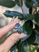 Load image into Gallery viewer, East West vintage Australian sapphire ring c1970s silver
