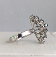 Load image into Gallery viewer, Vintage Australian sapphire spray ring in sterling silver c1970s
