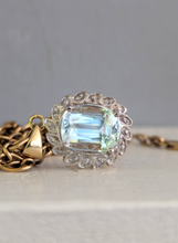 Load image into Gallery viewer, Vintage aquamarine &amp; diamond petal pendant 9ct yellow gold
