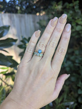 Load image into Gallery viewer, Bright blue Montana sapphire in c1930s ornate 9ct Australian ring.
