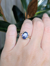 Load image into Gallery viewer, Glowing cosmic tanzanite in vintage 9ct yellow gold ring
