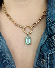 Load image into Gallery viewer, 1960s Aquamarine &amp; diamond pendant in 9ct yellow gold.
