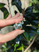 Load image into Gallery viewer, 'All wrapped up' vintage aquamarine cabochon ring in sterling silver.
