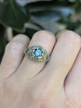 Load image into Gallery viewer, c1925 Art deco Green sapphire bombe ring in platinum and 18ct yellow gold
