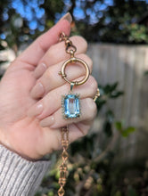 Load image into Gallery viewer, 1960s Aquamarine &amp; diamond pendant in 9ct yellow gold.
