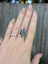 Load image into Gallery viewer, Vintage midnight blue sapphires in sterling silver Brutalist c1970s
