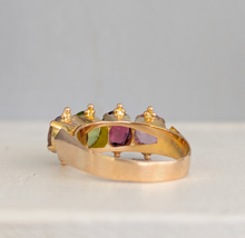 Load image into Gallery viewer, Australian Harlequin four stone ring 18ct rosey gold
