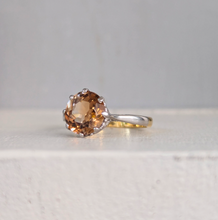 Load image into Gallery viewer, Earthy orange zircon in Art Deco 18ct gold setting
