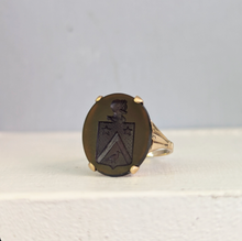 Load image into Gallery viewer, Smokey Quartz Armorial Intaglio Ring 9ct

