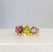 Load image into Gallery viewer, Australian Harlequin four stone ring 18ct rosey gold
