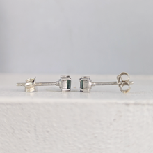Load image into Gallery viewer, Luminous green Australian sapphire silver studs c1980s
