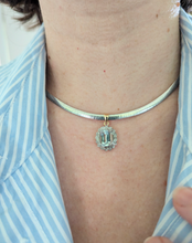 Load image into Gallery viewer, Vintage aquamarine &amp; diamond petal pendant 9ct yellow gold

