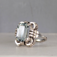 Load image into Gallery viewer, Mid century silver aquamarine ring German made.
