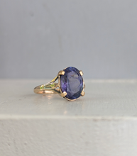 Load image into Gallery viewer, Glowing cosmic tanzanite in vintage 9ct yellow gold ring
