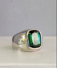 Load image into Gallery viewer, 1980s tourmaline and diamond ring in 9ct gold white gold
