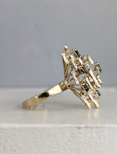 Load image into Gallery viewer, c1970s Brutalist Australian sapphire ring in 14k yellow gold

