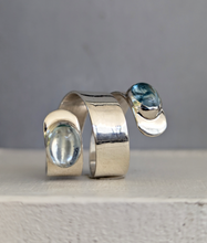 Load image into Gallery viewer, 'All wrapped up' vintage aquamarine cabochon ring in sterling silver.
