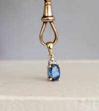 Load image into Gallery viewer, Bright natural blue sapphire in vintage 9ct yellow gold pendant
