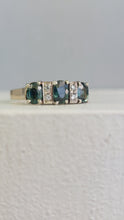 Load image into Gallery viewer, Parti sapphire and diamond trilogy bridge ring 9ct gold
