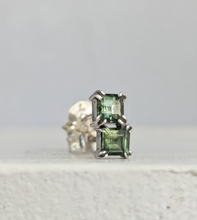Load image into Gallery viewer, Luminous green Australian sapphire silver studs c1980s
