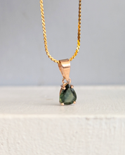 Load image into Gallery viewer, Green Pear sapphire in 9ct yellow gold pendant
