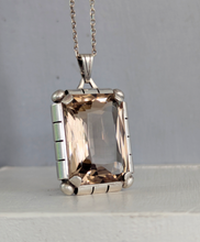 Load image into Gallery viewer, German mid century smokey quartz pendant &amp; chain in silver
